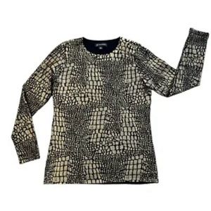 INC International Concepts Animal Print Women's Sweater Black and Gold Size Med